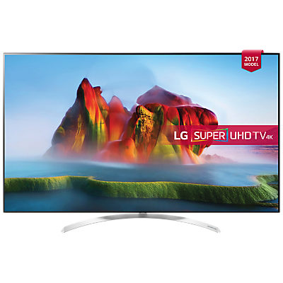 LG 55SJ850V LED HDR Super UHD 4K Ultra HD Smart TV, 55 with Freeview Play, Ultra Slim Design & Harman / Kardon Soundbar Stand, Silver